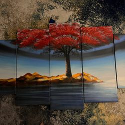 Tree on Island with Flowery Leaves