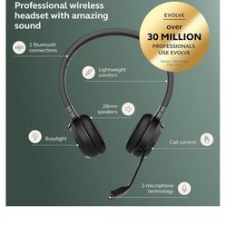 Brand New Jabra Evolve 65 TE (Third Edition) Wireless Headphones - Noise-Canceling Mic