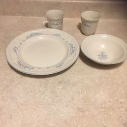 Brick Oven Stoneware  Blue Floral Some Knife Scratches And Flaws Each Piece Sold Separately  As Is