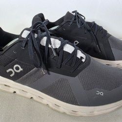 On Cloudrunner Swiss Engineering Men's QC Size Men's 12.  Running Shoes. Color Gray,  Black and White. Size 12