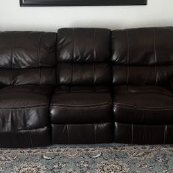 Dark Brown Leather Reclining Sofa & Loveseat