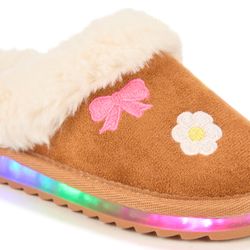 NWOT Sugar Toddler Girls Faux Fur Trim Slippers light up