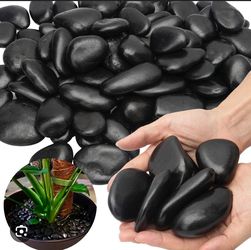 Black Polished River Rock/ Snow White River Rock