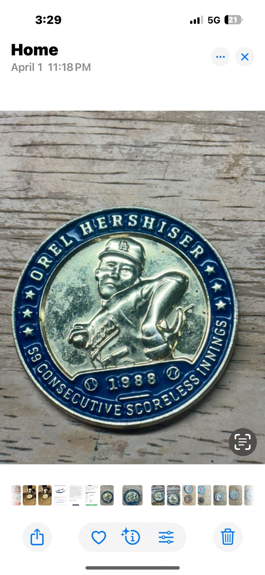 Orel Hershel Dodgers La Coin