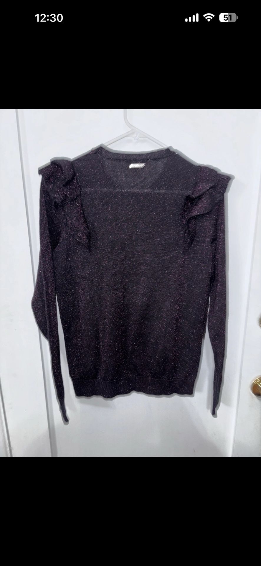 Michael Kors Ruffle Glitter Top Size Small