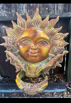 Ceramic Sun Face Garden Planter Sculpture