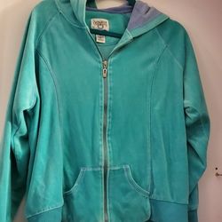 Cervelle Velveteen Zippered Hooded Jacket - L