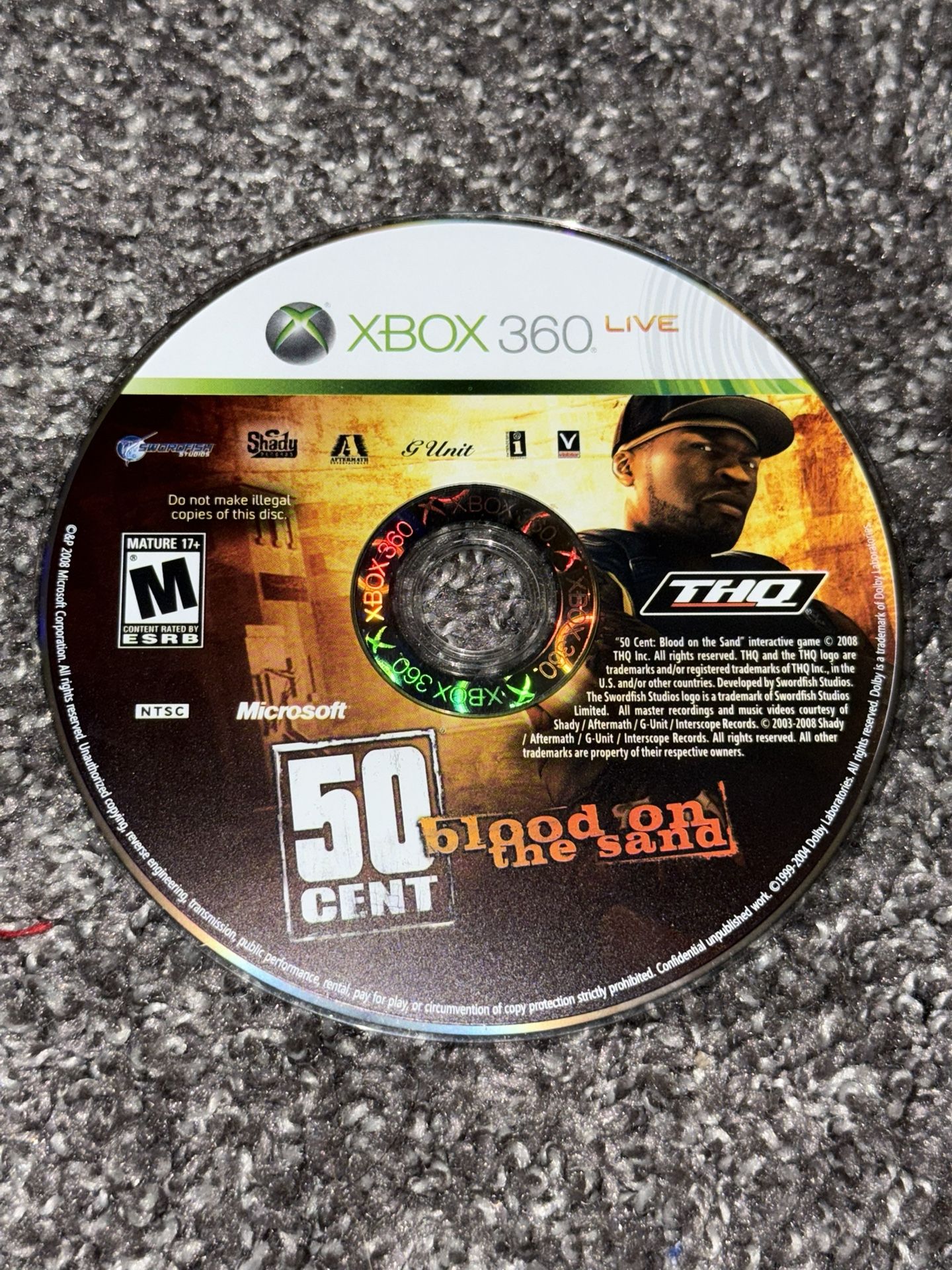 Microsoft Xbox 360 50 Cent Blood On The Sand Video Game Disc Only Rare Used THQ.