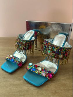Azalea Wang “Envie-Multi” Rhinestone Heels – Size 9