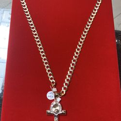 14k Gold Chain With Cross 49.0 Grams New