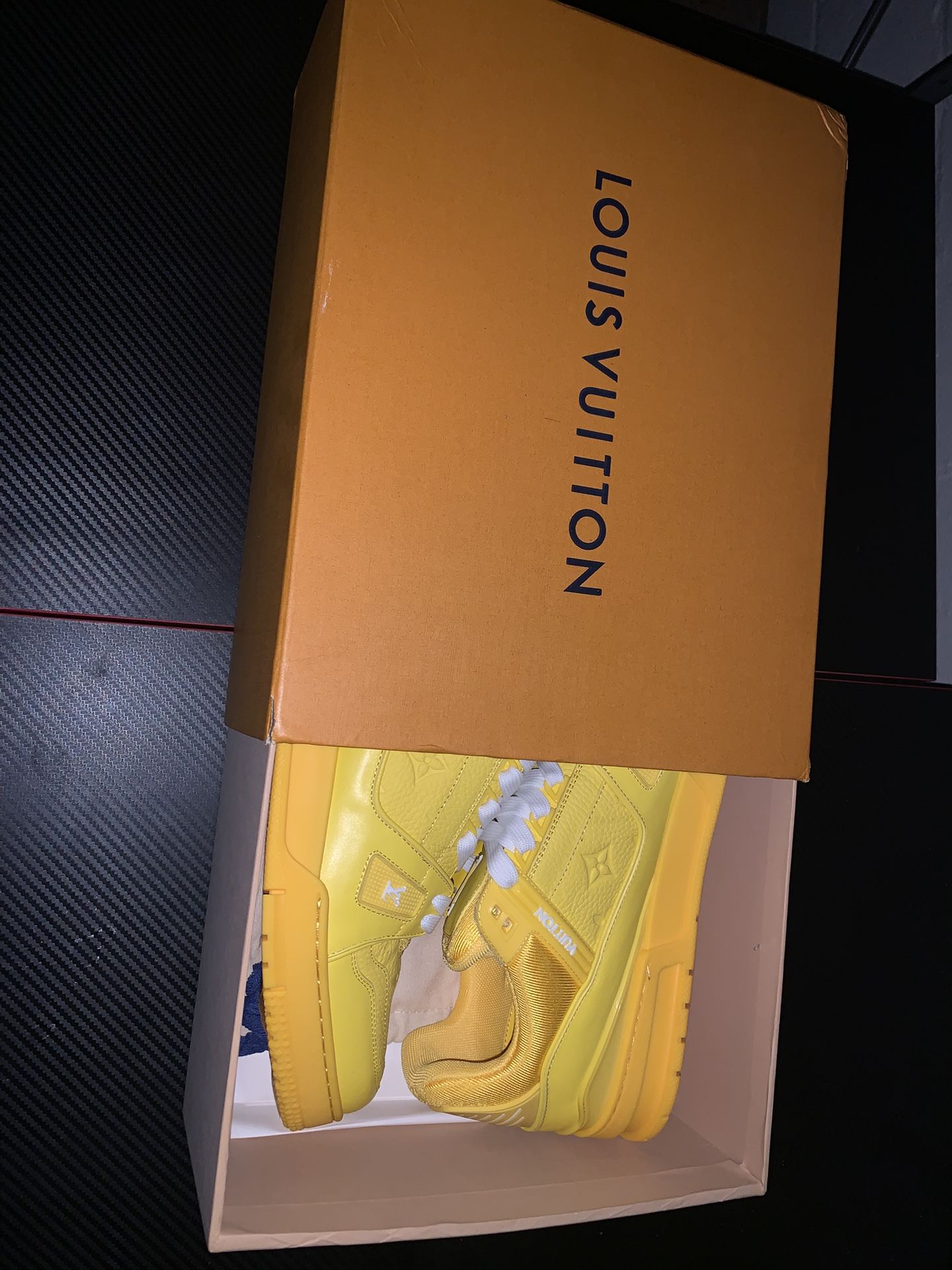 Louis Vuitton Trainer Yellow Embossed Monogram WITH BOX