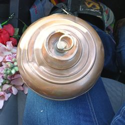 Antique Copper Bed Warmer With Brass Stopper 