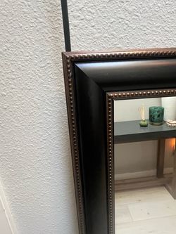 Large Over The Door Mirror with Black Beaded Frame