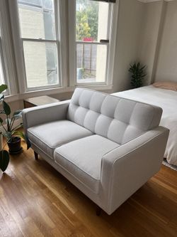 Living Spaces White Loveseat