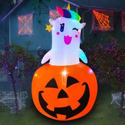 NEW Halloween 6FT  Pumpkin Ghost Airblown Inflatable