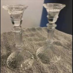 Pair of Vintage Crystal Candle Stick Holders