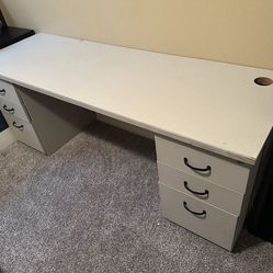 72” Inch Desk With Metal Filing Cabinets