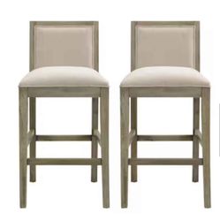 CHRISTOPHER KNIGHT HOME Kyrren 30.5 in. Modern Upholstered and Wood Counter Stools with Cushioned Se