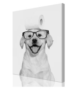 GFDHXSG Dog Wall Art for Bathroom, Black and White Labrador Canvas Picture, Size 7.9 x 9.8 Inches