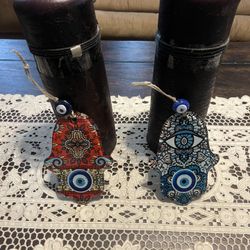 Glass Hamsa Evil Eye Wall Hanging