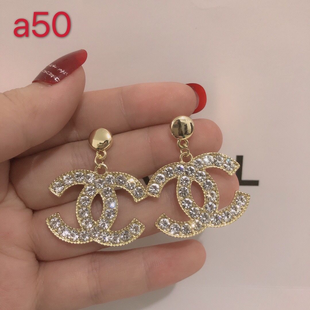 New CC Gold Plated Shining Diamonds Stud earrings Women’s Fashion Jewelry 925 Silver