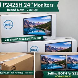 Dell P2425H 24” Monitors — Brand New (2 units