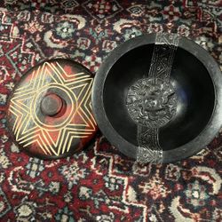 African Tribal Art Bowl with Lid
