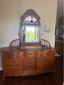 Solid Wood Queen Bed Frame & Dresser