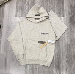 Essentials light oatmeal hoodie set XXS-XXL