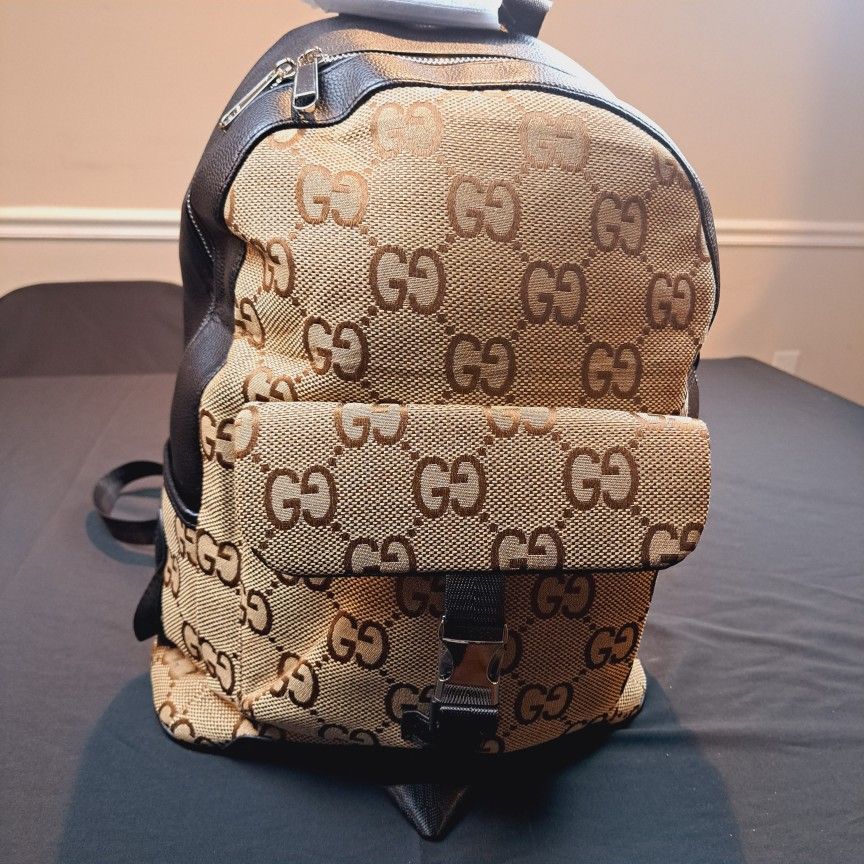 GG GUCCI BACKPACK MEN GOLD BROWn