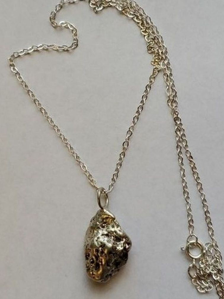 Silver Nugget Pendant Necklace