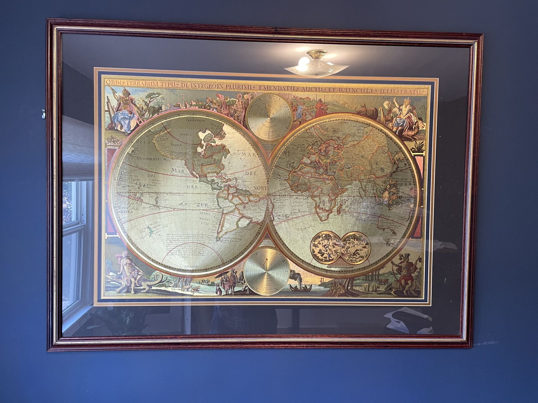 Double Hemisphere Gold Foil Map