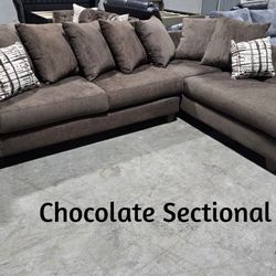 🤎 Brand new brown L shape fabric sectional sofa w/ pillows | Pay after delivery 🚚