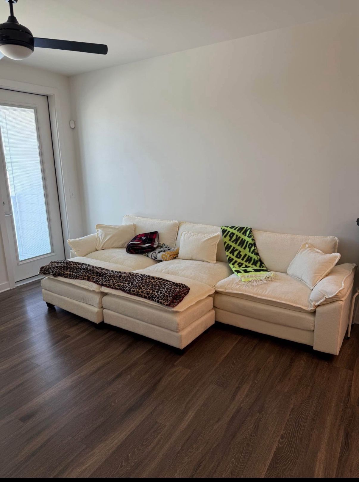 Off white couch for Home Living Room Sofa Set, Modern L shape Couch with two ottoman’s