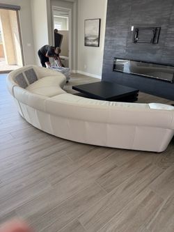 Italian white leather sectional/coffee table