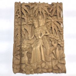 Balinese Hand-Carved Wood Panel