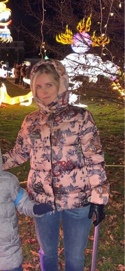 Athleta Silver Metallic Quilted Puffer Jacket