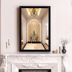 24x36 Inch Black Bathroom Mirrors for Wall, Metal Framed Wall Mirrors with Non-Rusting Aluminum Alloy Metal Frame,Tempered Glass, Rectangle Wall Mount Thumbnail