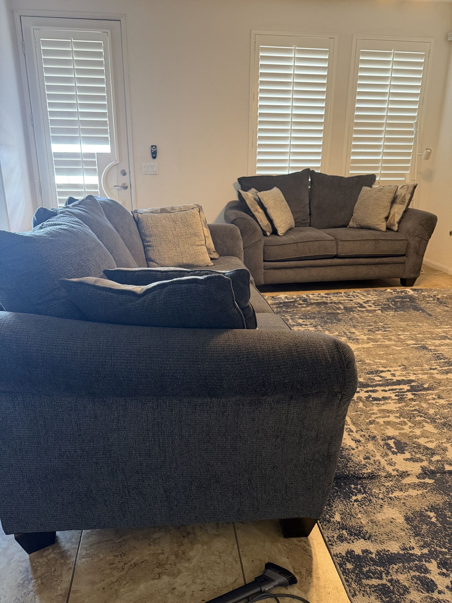 Blue/Gray Sofa & Loveseat Set 