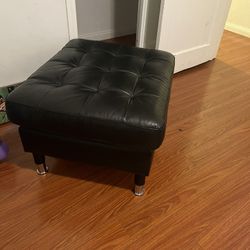 IKEA Black Leather Ottoman 