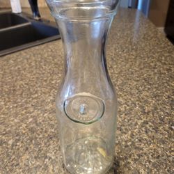 Carafe 1 liter clear glass approx 11" tall 