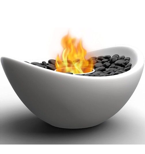 11 in Indoor/Outdoor Tabletop Fire Bowi in White