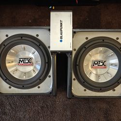 Mtx 10 Inch Subwoofer In Original Boxes With Blaupunkt 2000 Watts Monoblock Amplifier 