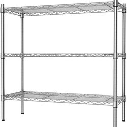 3-Tier Wire Storage Shelves, Heavy Duty 3-Level Freestanding Shelves, Adjustable Metal Organizer, Wire Rack, Chrome Plated 47"Wx24"Dx36"H Brand New st
