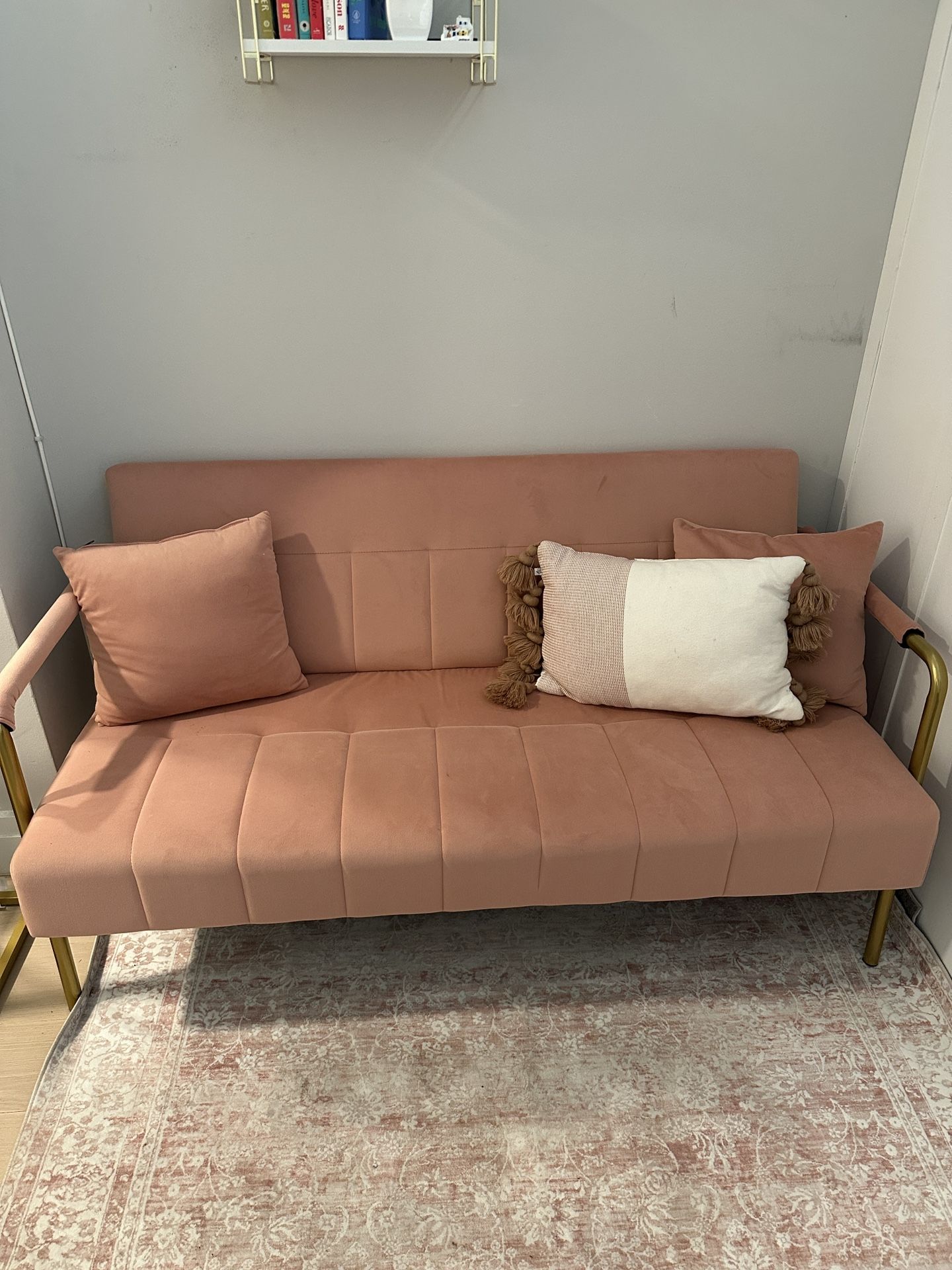 Pink velvet couch