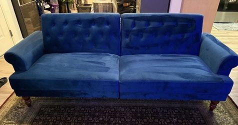 Blue Velvet Futon Sofa
