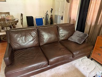 Brown Leather 3-Seat Sofa