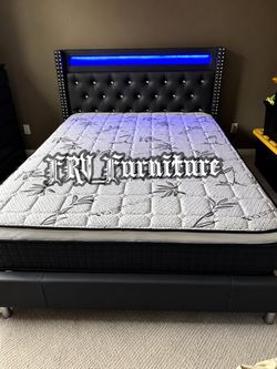New queen bed frame with mattress