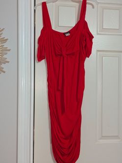 Ruched Red Dress, L