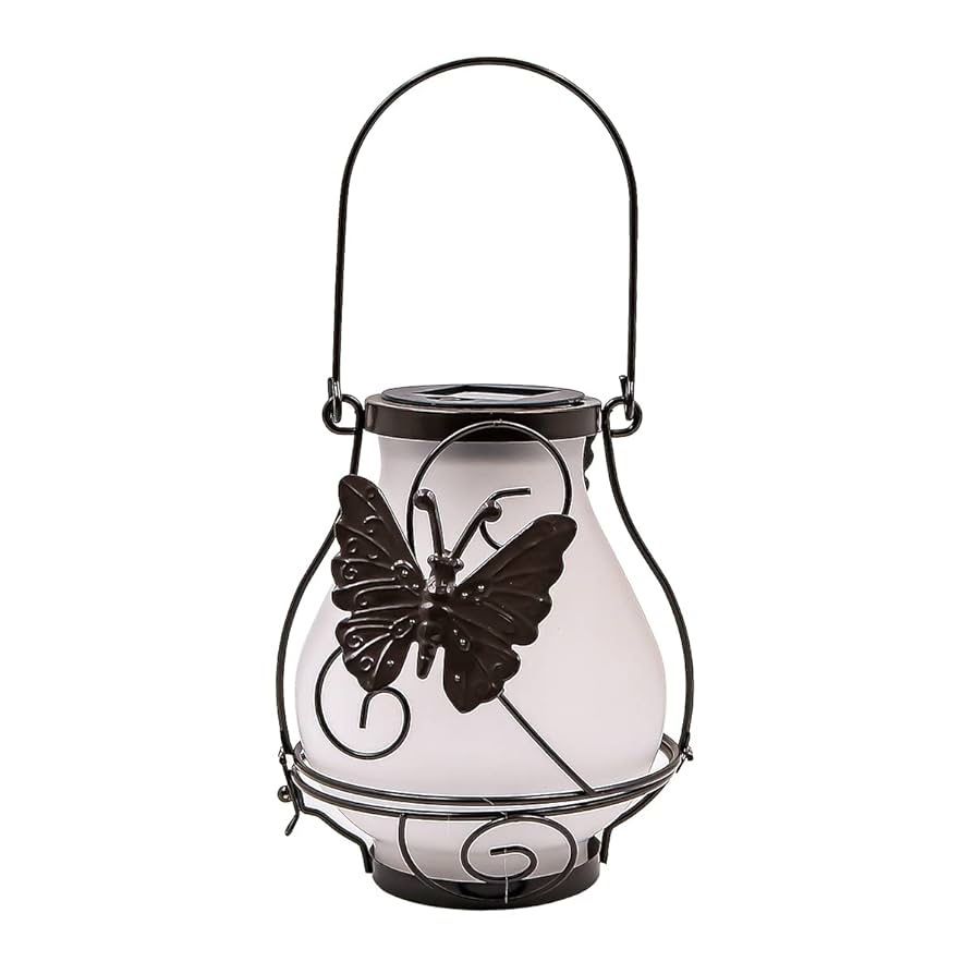 Solar Lantern Outdoor Hanging Garden Light Solar Power Butterfly Flame Lamp Lantern Waterproof Garden Ornament Outdoor Decoration for Porch,Yard Court